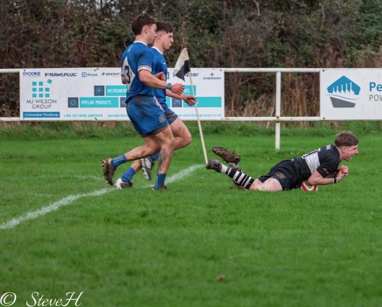 Gethin Bradney scores the only try for the The Quins